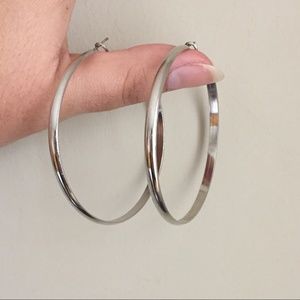 Large Silver Hoop Earrings